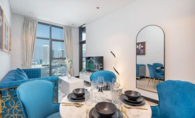 Azure accents apartment with Burj Khalifa view